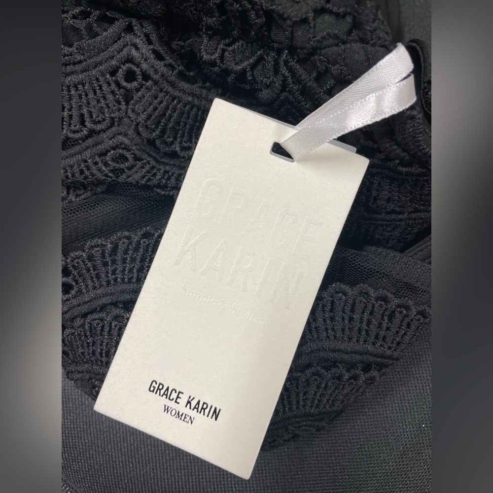 Sleeveless lace black evening dress - Picture 6 of 8